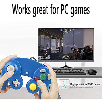 Reiso Classic NGC Wired USB Controller for Windows PC MAC (Blue) - color: Blue