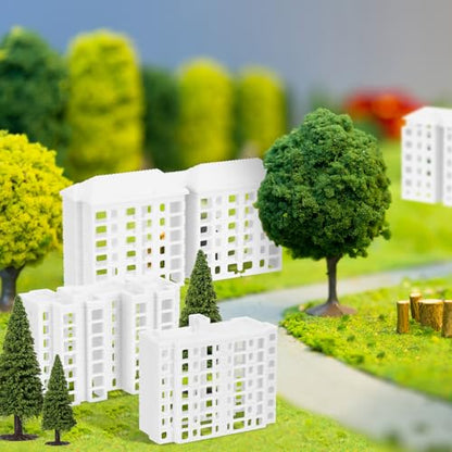 Vaguelly Miniature Apartment Building Model Plastic 4 Pack Set | Plastic construction, lightweight and durable, Easy to install, For architectural models and landscape decoration