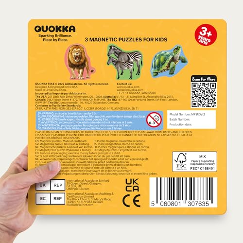 QUOKKA Step Up Magnetic Puzzles for Toddlers 1-3, Wild Animals Puzzle Set in One Book, Travel Games for Kids 3-5, Screen Free Toy for Toddlers and Preschoolers - color: Safari2