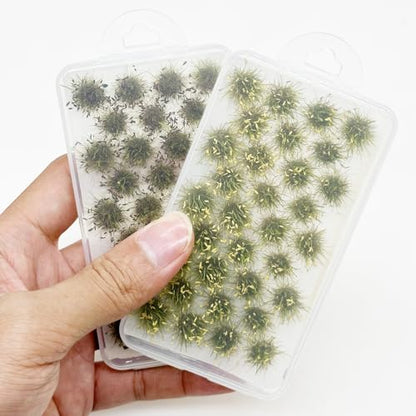 Cayway Miniature Grass Cluster, Static Grass Tuft Model Vegetation Groups for DIY Model Train Landscape Railroad Scenery Grass Tufts Flower (Withered Green and Red) - color: Withered Green and Red