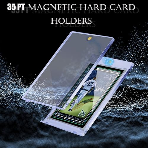 10-Pack Magnetic Card Holder for Trading Cards, 35pt Ultra Clear One Touch Card Holder, U-V Protector Hard Plastic Card Sleeves, Display Cases for Baseball Cards, Game Cards, Sports Cards - size: 10