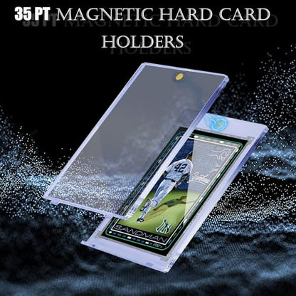 10-Pack Magnetic Card Holder for Trading Cards, 35pt Ultra Clear One Touch Card Holder, U-V Protector Hard Plastic Card Sleeves, Display Cases for Baseball Cards, Game Cards, Sports Cards - size: 10