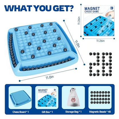Magnet Game, Board Game for Kids 8-12, Magnetic Games for Kids and Adults Family Game Night, Gift for Kids, Teen, Adult, 2-4 Players (Blue) - color: Blue