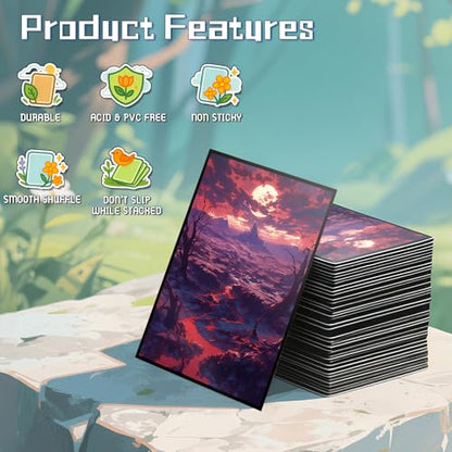 MTG Card Sleeves - Badland(Black Red) - Fantasy Dual Lands Series - Ultra Clear Front & Matte Finish Back, 100 Count Standard Size TCG Art Sleeves for Magic The Gathering - color: Badland(black Red)