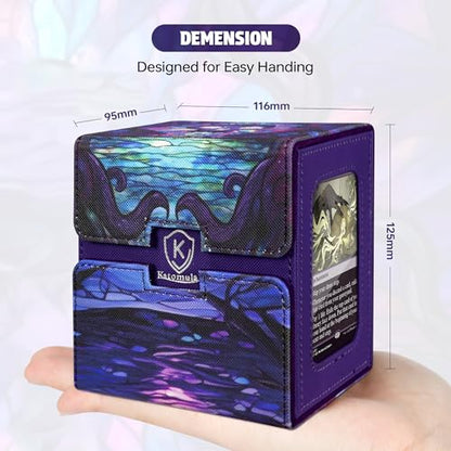 Katomula Card Deck Box for MTG Commander, Trading Cards Case Holds 100 Double-Sleeved Cards with Commander Display and Dice Tray-Swamp - style: Swamp