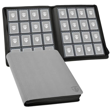 16 Pocket Toploader Binder,Holds 640 3”x4” Toploader Hard Cases,Sleeves Card Collection Binder,20 Double Sided Pages,Compatible with Trading & Sports Holder(Gray) - color: Gray, size: 16 Pocket