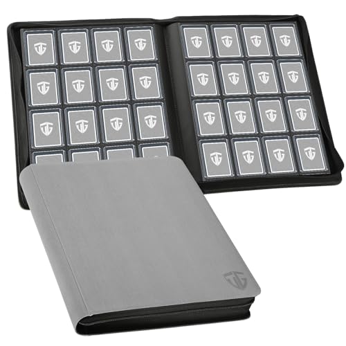 16 Pocket Toploader Binder,Holds 640 3”x4” Toploader Hard Cases,Sleeves Card Collection Binder,20 Double Sided Pages,Compatible with Trading & Sports Holder(Gray) - color: Gray, size: 16 Pocket