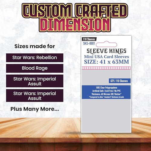 Sleeve Kings Mini USA Card Sleeves 41 x 63 mm – 110 Pack, Extra Clear 60 Micron Polypropylene, Acid-Free, PVC-Free – SKS-8801 - size: 41 x 63 mm, style: Mini USA