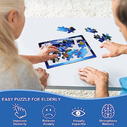 4 Pack 16 Large Piece Puzzles Dementia Alzheimer's Products and Activities - Memory Game for Patients in Nursing Home - Easy Puzzle for Adults for Seniors or Elderly Alzheimer's Patients (4pcs)