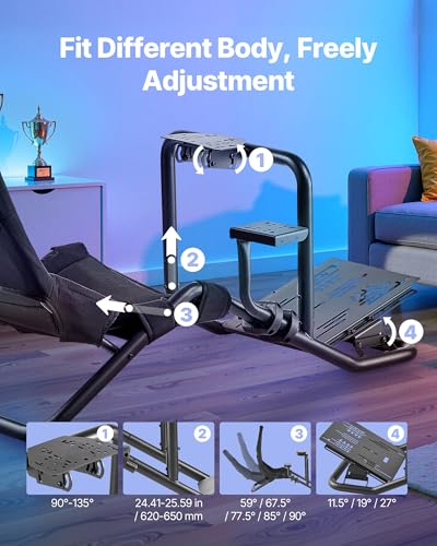 VEVOR Racing Wheel Stand, Heavy-Duty Integrated Simulator Cockpit Steering Stand, Fit Logitech G25,G27,G29,G920,G923, Thrustmaster T300RS,TX F458,T500RS,T3PA-PRO (F1/GT) and CSR Pedals, Black - size: Integrated Cockpit