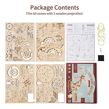 ROKR 3D Wooden Puzzles for Adults, DIY Wooden Ballista Launcher Toys Building Model Kits STEM Projects Toys for Adult