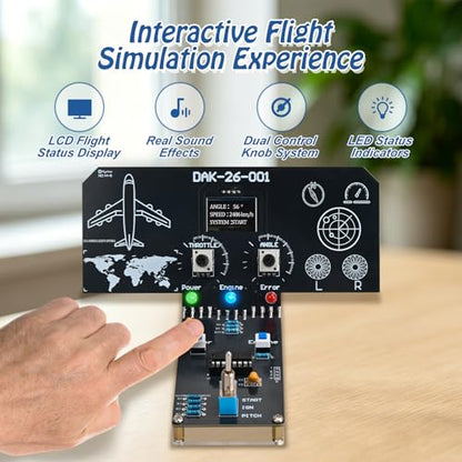 PEMENOL DIY Flight Simulator Soldering Kit, Build an Interactive Electronics Project with LCD Display, Sound Effects & LED Lights, STEM Learning Kit for Teens, Students & School Projects