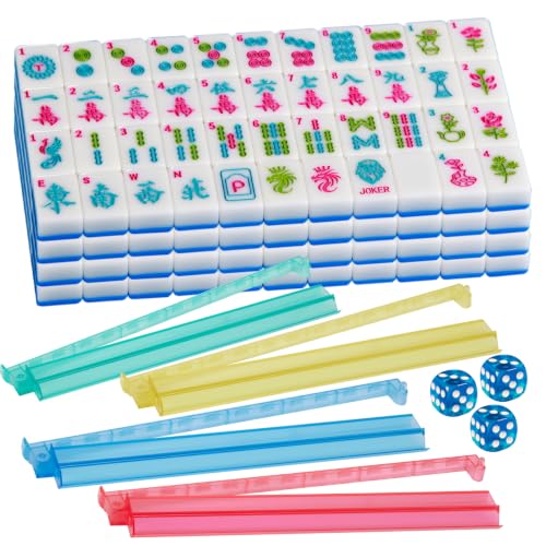 American Mahjong Sets with Pushers 166 Mahjong Tile Set 1.2 inch Blue American Mahjong Set