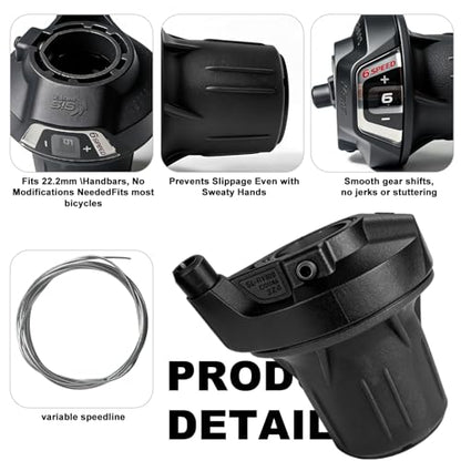 6 Speed Bike Shifter SL-RV300-6 Speed Shifter Lever Bicycle Twist Grip Thumb Gear Shifter for MTB Folding Mountain Bike - size: RV300-6R