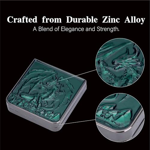 Foldable Spinner Metal DND Dice Set – Compact Elegant Design with D4, D6, D8, D10, D12, D20, D% for TTRPG Gifts - color: Black Nickel-green