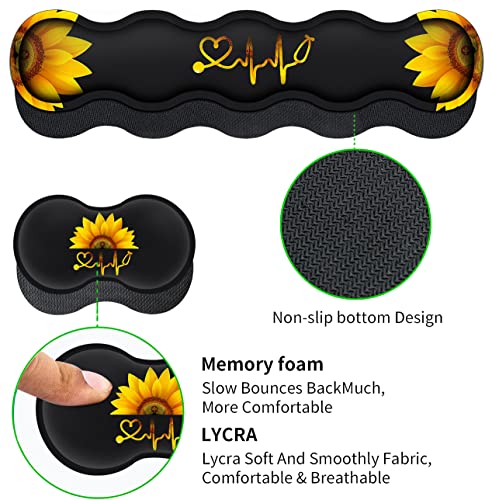 Ergonomic Mouse Pad Set, Desk Mat(31.5×11.8 in) + Keyboard Wrist Rest Support + Mouse Wrist Rest + Coasters for Office,Home,Computer,Laptop -Sunflower Nurse Pattern Black Gaming Large Mousepads - color: JV-mouse pad-8-10
