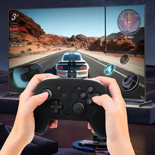 GLDRAM Switch 2 Pro Controller Clear Case, Remote Soft Silicone Protective Cover Skin, Scratch & Shockproof Durable Accessories for Nintendo Switch 2 Pro Controller - Black