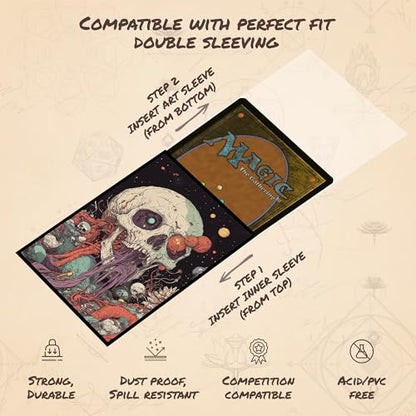 Psychedelic Skull 2 - MTG Card Sleeves, 104ct, Standard Size | Perfect for Double Sleeving, Smudge Resistant Matte Back, Standard 66x92mm - Compatible with Magic The Gathering & TCG Cards - color: Psychedelic Skull 2
