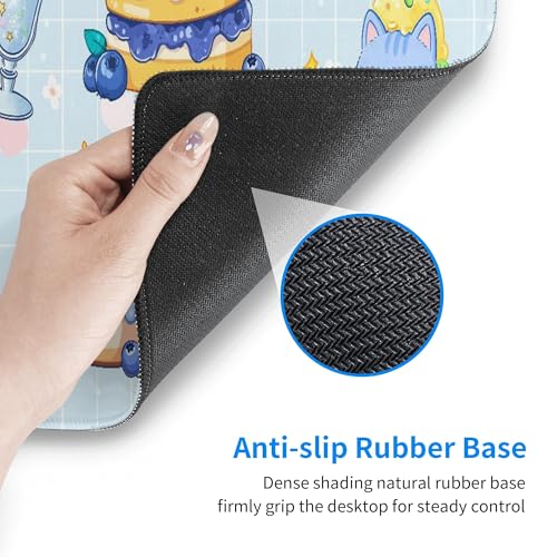 Cat Blueberry Gaming Mouse Pad Extended Large Mouse Mat 31.5 X 11.8 Inch Nonslip Rubber Base Long Desk Pad Stitched Edges Mousepad Mice Pad for Office Home Game - color: Cat Blueberry