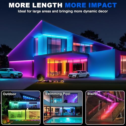 LED neon Lights,50FT RGB Neon Rope Lights,with Remote Control/APP Control,Music Sync,Timer Function,IP67 Waterproof Flexible Neon Strip Lights,for Bedroom Gaming Outdoors Decor - size: 50FT