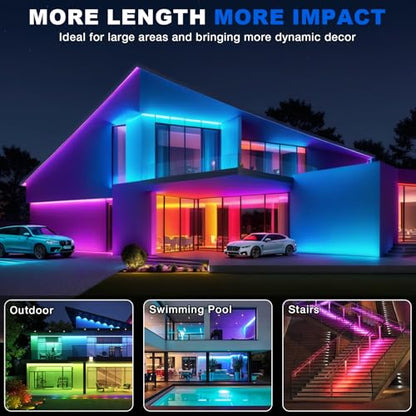 LED neon Lights,50FT RGB Neon Rope Lights,with Remote Control/APP Control,Music Sync,Timer Function,IP67 Waterproof Flexible Neon Strip Lights,for Bedroom Gaming Outdoors Decor - size: 50FT