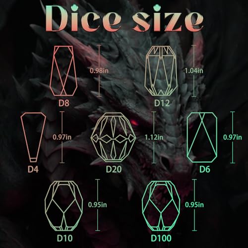 FONVGOGO Resin DND Dice, Dungeons and Dragons Dice Set DND with Box Polyhedral D and D Dice 7 Piece Role Playing Dice（Green and Silver） - color: S Green and Silver