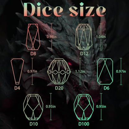FONVGOGO Resin DND Dice, Dungeons and Dragons Dice Set DND with Box Polyhedral D and D Dice 7 Piece Role Playing Dice（Green and Silver） - color: S Green and Silver