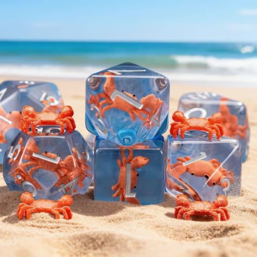 Resin Dice Set,Polyhedral Dice Crab Dice,RPG D&D Dice Set for Dungeons and Dragons MTG RPG Role Playing Games - color: Crab