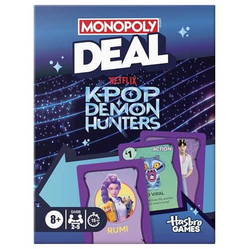 Monopoly Deal: Kpop Demon Hunters Card Game | Family Games for Kids, Tweens, Teens, and Adults | 2-5 Players | 15 mins. | Easter Gifts for Boys and Girls, Ages 8+