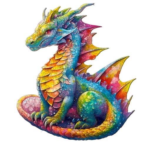 Jigfoxy Wooden Puzzles for Adults, Dragon Wood Puzzle for Adults, Unique Animal-Shaped Wooden Jigsaw Puzzle, Christmas Thanksgiving Gifts for Puzzle Lovers, Family and Friends (L-14 * 12in-280pcs) - size: Large