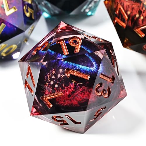 Mini Planet 50mm Chonk D20 DND Liquid Core Dungeons and Dragons RPG Eyeball Handmade Resin Polyhedral Dice - color: Dragon Eye Dice 7