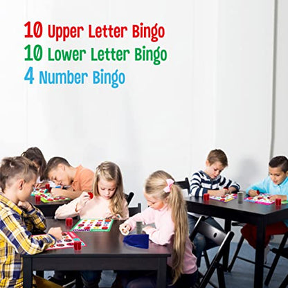 SpriteGru Alphabet Bingo Game, Uppercase/Lowercase/Number Bingo Game ABC and 123 Bingo Board Game for Kindergarten and Preschool Kids 4-8, Perfect for Classroom & At Home - style: ABC & 123 Bingo Game