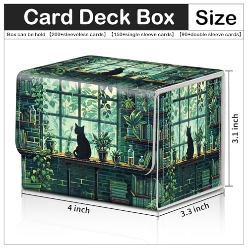 Card Deck Box for MTG Trading Cards with Magnetic Closure,Premium Card Storage Box Case Cover for TCG CCG Magic Cards,Rainy Night Cat - color: Rainy Night Cat