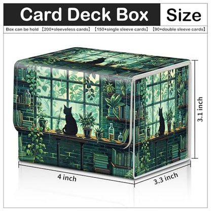 Card Deck Box for MTG Trading Cards with Magnetic Closure,Premium Card Storage Box Case Cover for TCG CCG Magic Cards,Rainy Night Cat - color: Rainy Night Cat