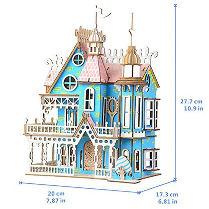 3D Puzzle Dollhouse for Kids, 3D Jigsaw Dollhouse Puzzle for Girls - Educational Paper Craft Toys for Game Xmas Birthday Easter Gifts, Easy to Assemble ，174pcs - color: Dream Villa