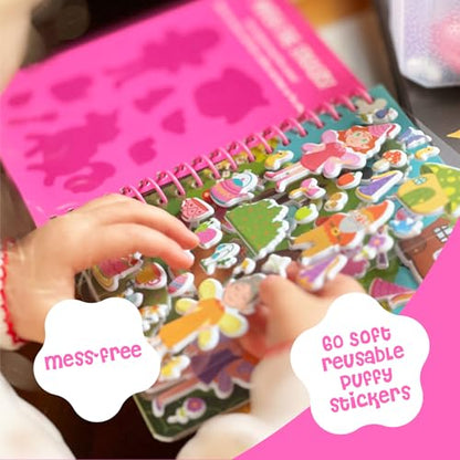 DINO MINI Stickypuff Value Pack - 3 Reusable Puffy Sticker Book for Toddlers - Puffy Stickers for Toddlers - Travel Activities for Kids Ages 4-8 - Screen Free Birthday Gifts (Wonderland) - color: Wonderland