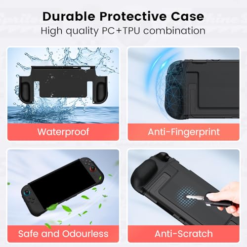 BHGift for 2025 Switch 2 Grip Case,Dockable | Case with Ergonomic Grip for Handheld as a Real Gamepad, Shockproof Protective Case Accessories for Switch 2