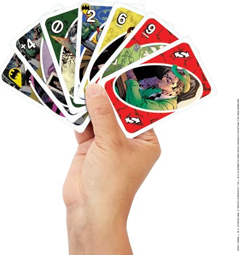 Mattel Games UNO Batman Card Game for Kids, Adults & Family with Collectible Deck & Special Rule Inspired by Batman Comics - style: UNO Batman