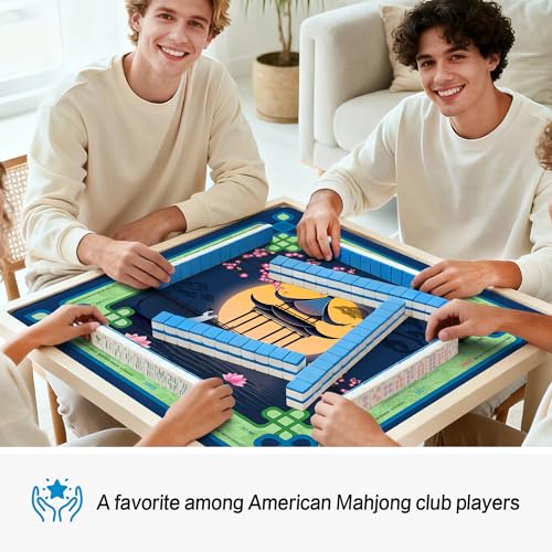 KUNTE Mahjong Mat, Serene Moon, 32"x32" | Non-Slip, Quiet, Waterproof, Foldable, For American Mahjong - color: Serene Moon