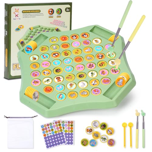 Animal Memory Matching Game, 54 Piece Family Board Game | 54 animal themed pieces for quick flip for memory matching, family play, classroom activities, and travel fun - color: L-animal