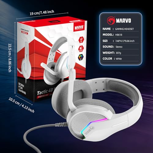 MARVO USB Gaming Headset with Mic, Wired Headphone with Surround Sound, Noise Canceling Gaming Headphones for PC, PS4/PS5, Laptop, Mac, Switch- H8618