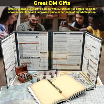 Haxtec DND DM Screen, Master Screen with Inserts Compatible with Dungeons and Dragons Board Game Masters, TTRPG Accessories DND Gifts for DM Dungeons Masters, DND Starter Set - color: Black Brown