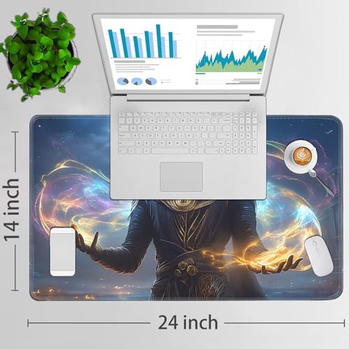 for MTG Game Playmat - 24 x 14 inches with Dices and Storage Bags, Non-Slip Base for TCG and Board Game Card Mats, Trading Card Games Mat, Mysterious Wizard Pattern Collectible Card Playmats - color: Jv-playmat-p7-1-g184
