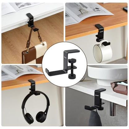 aceyoon Foldable Headphone Stand for Desk, Aluminum Headset Stand Clamp Hook Under Desk Space Save Mount, Headset Holder for Gaming Headphone (Single Foldable Stand) - color: Single Foldable Stand
