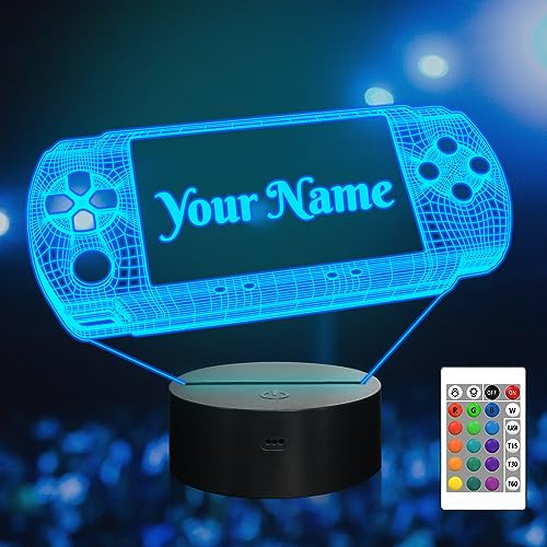 Attivolife Personalized 3D Game Theme Night Light, Table Desk Lamp Engraved Name Letter, Multicolor Custom LED Best Home Decor Birthday Christmas Gifts Toys for Boys Girls Kids - color: Game4DZ