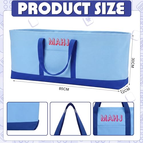 Mahjong Bag for Tiles and Racks Empty American Mahjong Tiles Carrying Tote 31.5 x 12 x 4 Inches Canvas Tile Games Accessories Gifts for Card Pushers Rack Mat Carrying, Case Only(Dark Blue) - color: Dark Blue