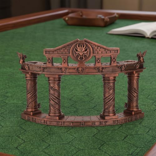 Winged Guardian Dice Holder for a Polyhedral Set, Fantasy RPG Display | Hand-Painted Antique Red Copper; Dragon-Themed Dice Storage Display for TTRPG Collections and Gamer Gifts - AF1198C - color: Dice Display Stand C