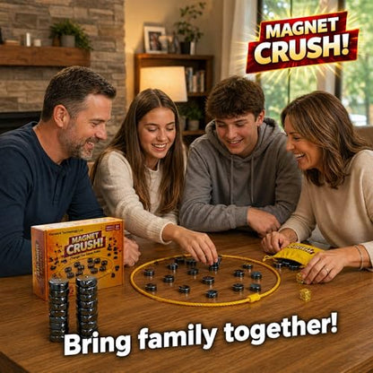 Magnet Crush Magnetic Strategy Board Game for Kids & Adults, Fun Tabletop Magnet Placement Game, STEM Educational Toy, Family Party Game, Travel Game, Puzzle Brain Teaser, Gift for Ages 9+