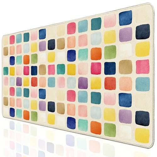 Desk Cover Mat, XXL Large Mouse Pad, Computer Laptop Cute Mat Desk Decor for Office Game Home 31.5 X 15.7 Inch (Colorful Checkered) - color: Colorful Checks