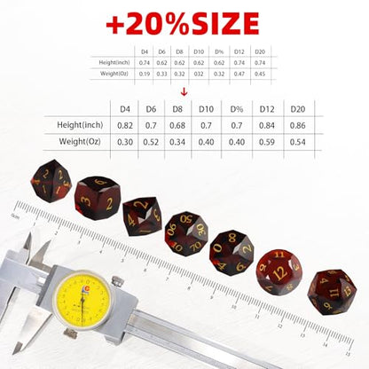 Crystal Amethyst Polyhedral Dice Set for DND (7-Piece) - Hand-Polished Gemstone Gaming Dice for Dungeons and Dragons & Tabletop RPGs, with Gift Case - color: Sj-003